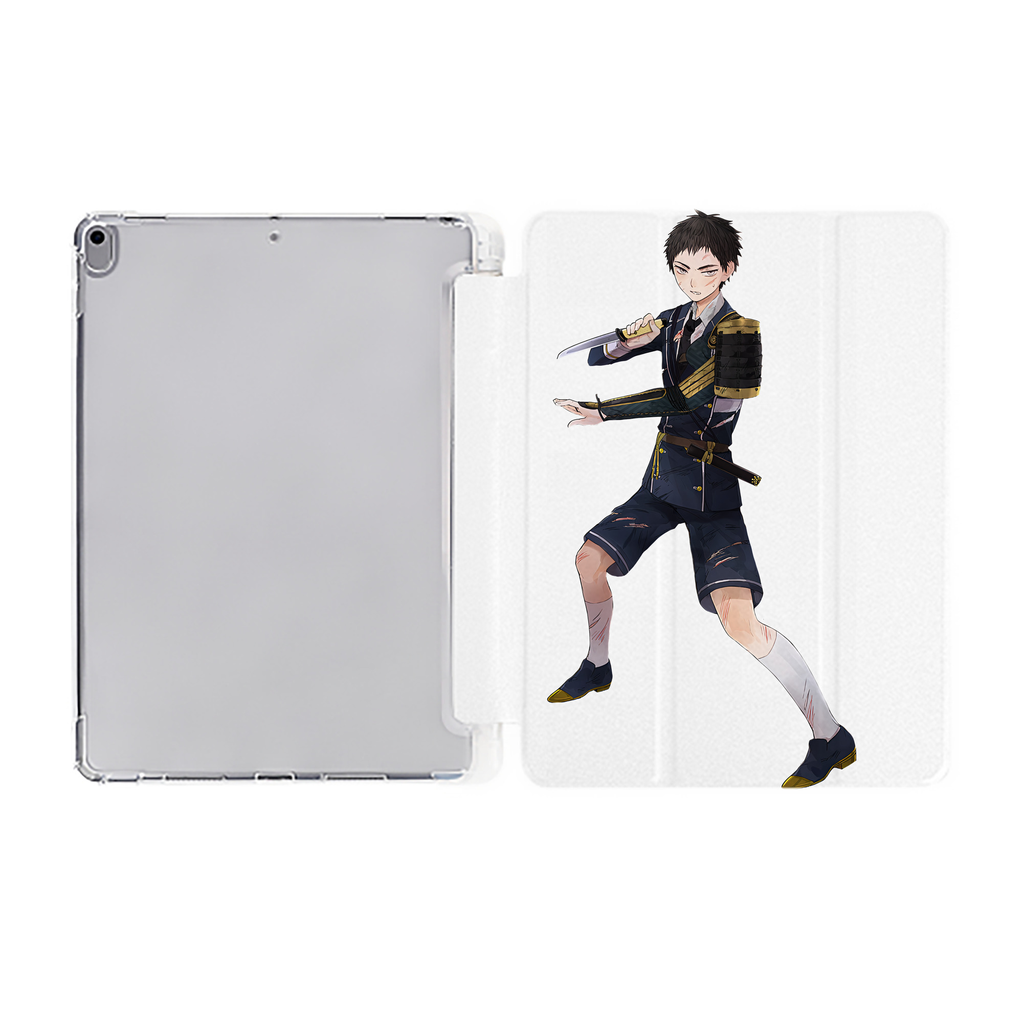 （画像用） 刀剣乱舞 Touken Ranbu IPad ケース ペン収納付き 三つ折りスタンド PUレザー×シリコン 対応機種9.5/10.5/10.9インチ
